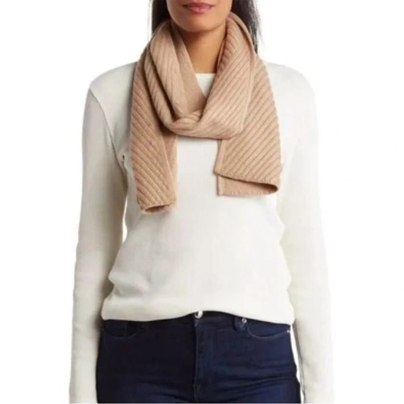 Nwt All Saints Wool Blend Traveling Rib Knit Fall Winter Scarf  Mauve - Picture 1 of 7
